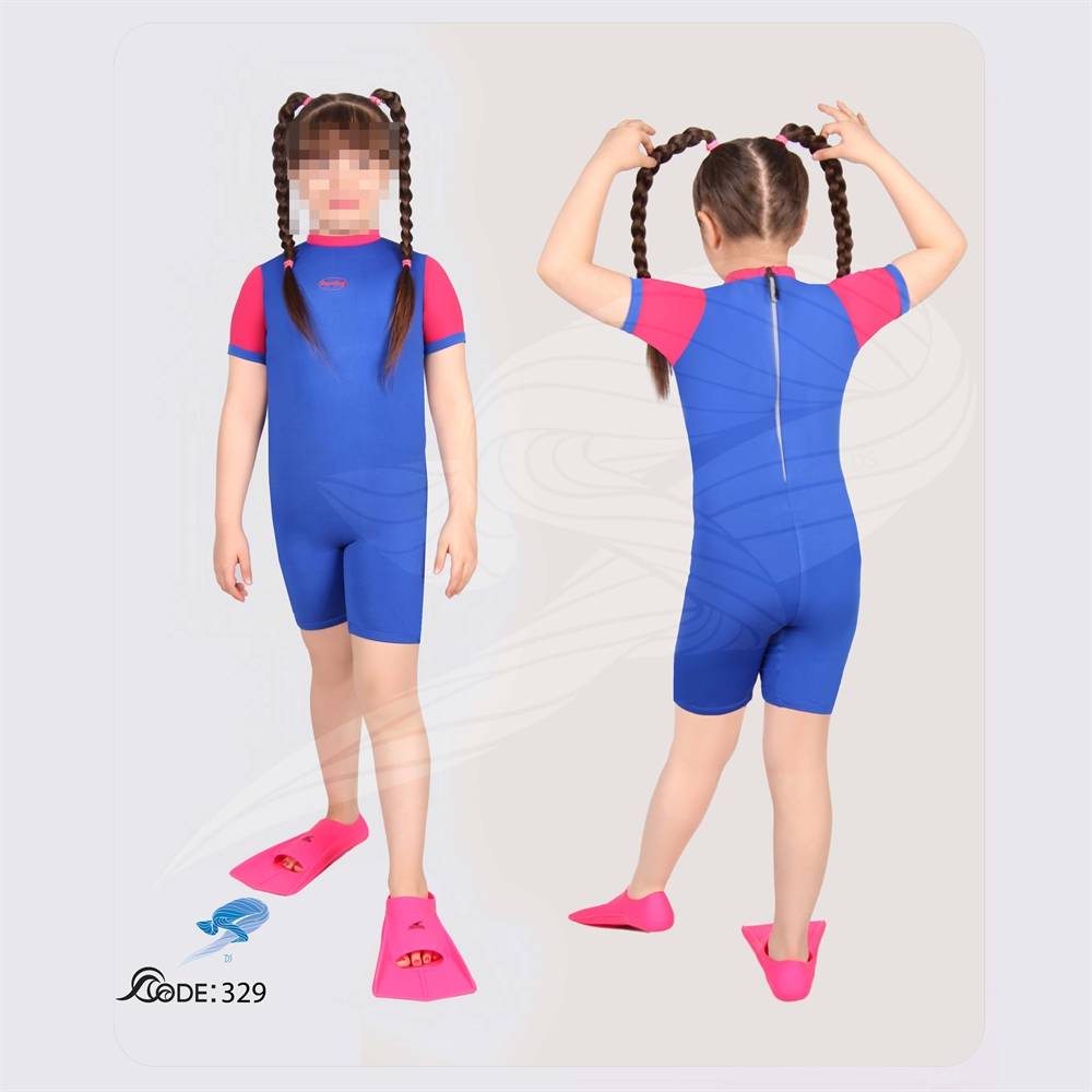 مایو شنا دخترانه پادار آستین دار